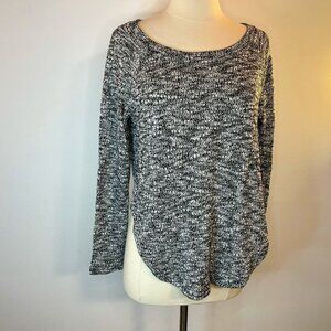 Chelsea Sky Women's Black White Knit Hi-Low LS Sweater - Size Medium NWT $68